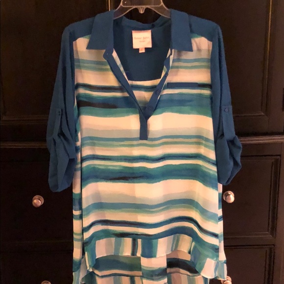 Romeo and Juliet Couture Striped High Low Blouse L - Picture 3 of 6